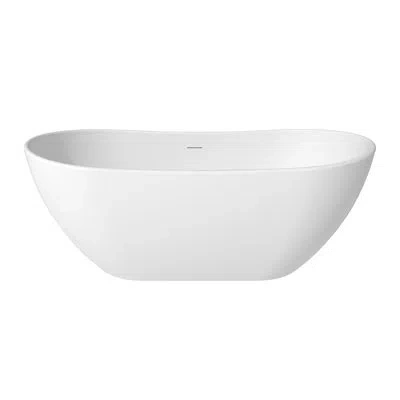 Casainc Crescent 64.56"x 32.27" Solid Surface Stone Freestanding Soaking Bathtub In Matte White