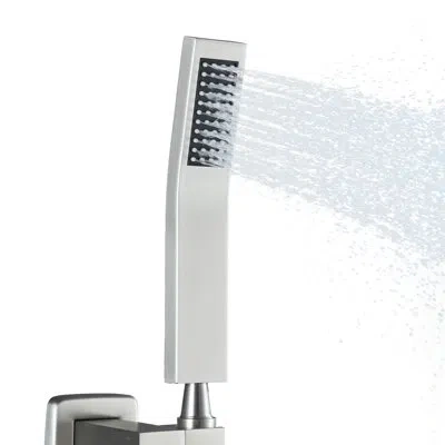 Casainc Curved Flat 304 Stainless Steel Handheld Shower With Easy-clean Silicone Nozzles In Brushed Nickel
