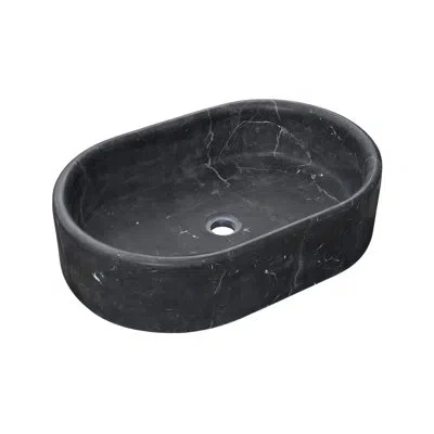 Casainc Dark Grey Marble Vessel Bathroom Sink 23.6" Oval Stone Basin Above-counter Vanity Bowl