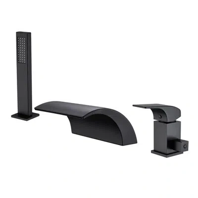 Casainc Doux Single Handle Deck Mounted Roman Tub Faucet With Diverter In Black