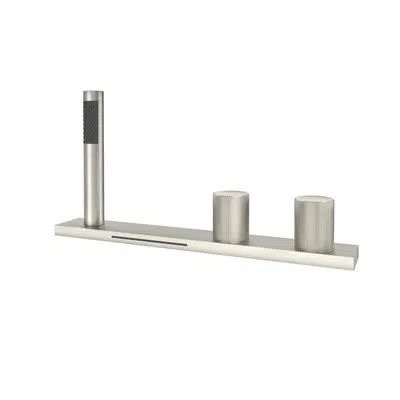 Casainc Doux Waterfall Deck-mount Bathtub Filler Faucet With Diverter And Handheld Shower In Brushed Nickel