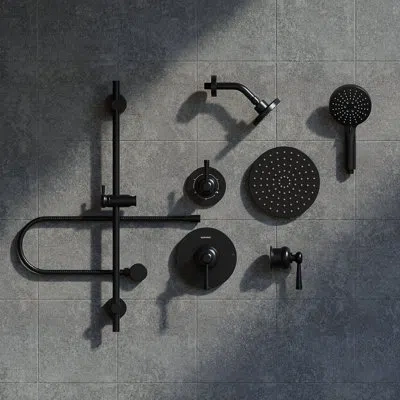 Casainc Dual Heads 3-function Rainfall Shower System With 3-mode Handheld And Adjustable Slide Bar In Matte Black