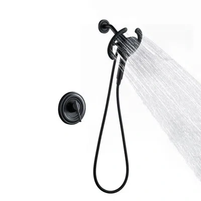 Casainc Dual Shower Head With Magnetix Showerhead With Three Function Handheld In Matte Black