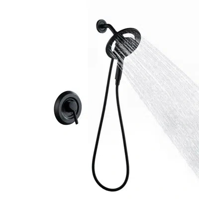 Casainc Dual Shower Head With Magnetix Showerhead With Three Function Handheld In Matte Black