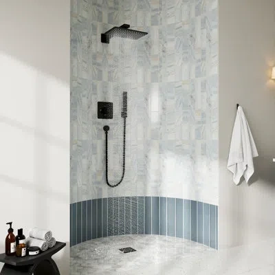 Casainc Dual-function Thermostatic Shower System In Matte Black