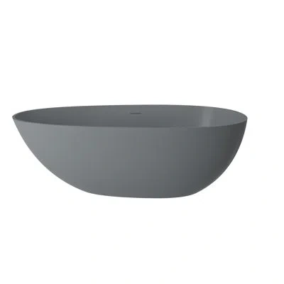 Casainc Egg Harbor 59" X 30" Freestanding Soaking Bathtub Solid Surface Stone Space-saving Design Matte Fini In Matte Gray