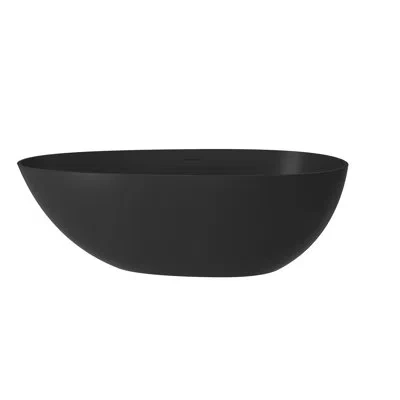 Casainc Egg Harbor 67'' X 34'' Solid Surface Stone Freestanding Soaking Bathtub In Matte Black