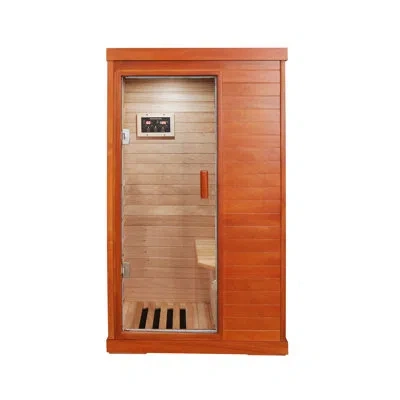 Casainc Eulen 1-person Solid Wood Infrared Sauna Room With Bluetooth, Ambient Lighting & Foot Heater In Brown