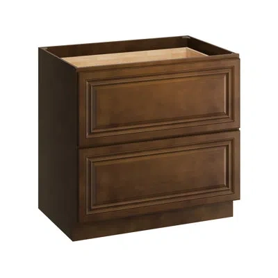 Casainc Kitchen Cabinet Floor Base Cabinet With 2 Drawers In Dark Caramel