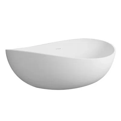 Casainc Loop 63" Solid Surface Stone Freestanding Soaking Bathtub In Matte White
