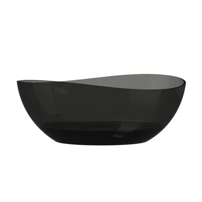 Casainc Marfa 63'' X 37'' Oval Wave Semi Transparent Resin Freestanding Soaking Bathtub In Black