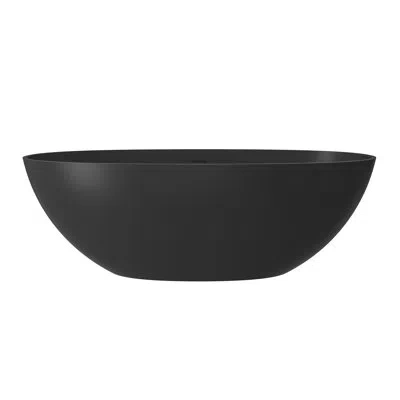Casainc Monaco 65'' X 30'' Solid Surface Stone Freestanding Soaking Bathtub In Matte Black