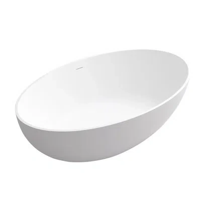 Casainc Monaco 67 Inch White Big Freestanding Stone Solid Surface Bathtub