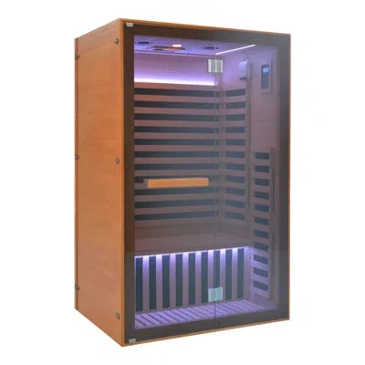 Casainc Ombre Canadian Hemlock Deluxe Double Door 2-person Sauna Room With Panoramic Glass Door, Water Cup H In Natural