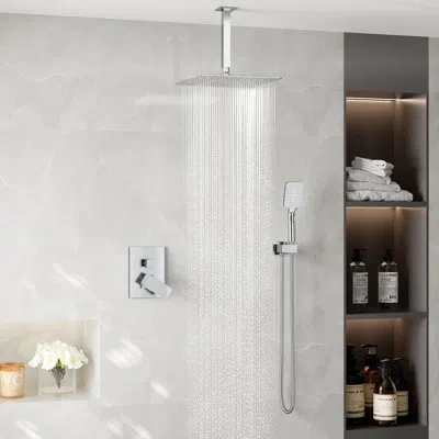Casainc Pressure Balanced Complete Shower Faucet With Rough-in Valve In Chrome