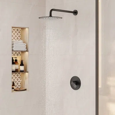 Casainc Pressure Balanced Complete Shower Faucet With Rough-in Valve In Matte Black