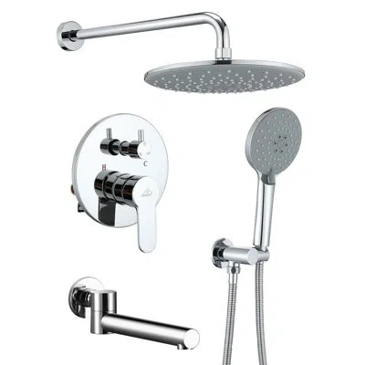 Casainc Pressure Balanced Tub And Shower Faucet With Rough-in Valve, Trim, And Diverter In Chrome