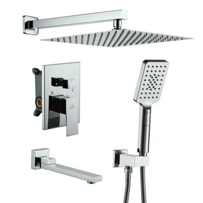 Casainc Pressure-balanced Tub & Shower Faucet With Rough-in Valve, Trim, And Diverter In Chrome