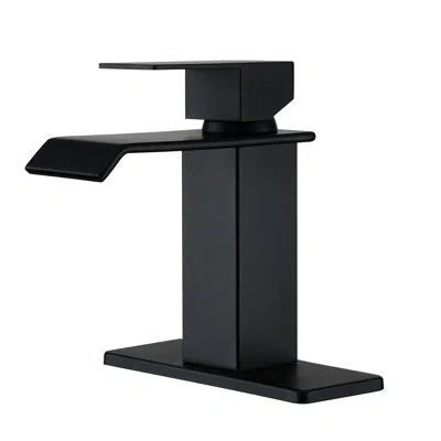 Casainc Probe Single Hole Faucet Single-handle Bathroom Faucet Waterfall Spout Sink Faucet 1.2gpm In Matte Black