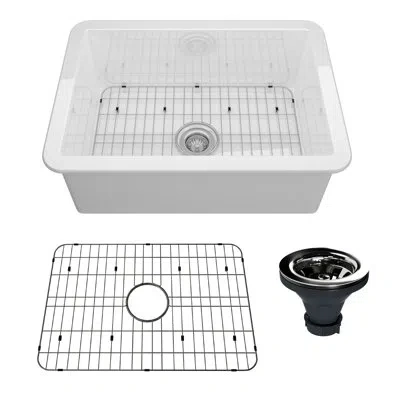 Casainc Pure 27" L X 19" W Undermount Single Bowl Fireclay Kitchen Sink In White