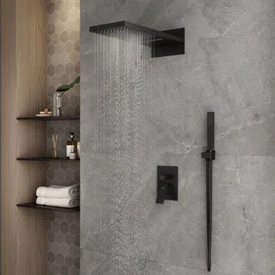 Casainc Rainier 22" Rainfall Complete Shower System With With Rainfall & Waterfall Spray, Handheld And Rough In Matte Black