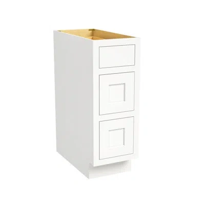 Casainc Ready-to-assemble W12"x H34.5"x D25" Kitchen 3 Drawer Base Cabinet In Origami White