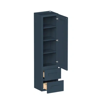 Casainc Ready-to-assemble W15"x D12"x H60" Kitchen Counter Linen Cabinets In Painted;navy Blue;bleu Marine