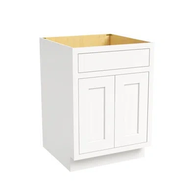 Casainc Ready-to-assemble W24"x H34.5"x D25" Kitchen Sink Base Cabinet With False Drawer In Origami White
