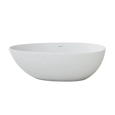 Casainc Rippey  Freestanding Soaking Solid Surface Resin Stone Bathtub In Matte White