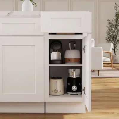 Casainc Shaker Kitchen Base Cabinet W15" X H34.5" X D24" In Painted;shaker Blanc;white Shaker