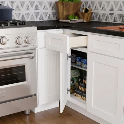 Casainc Shaker Kitchen Blind Corner Base Cabinet W33" X H 34.5" X D24" In Painted;shaker Blanc;white Shaker