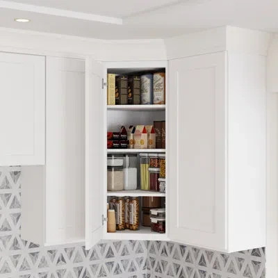Casainc Shaker Kitchen Wall Diagonal Corner Base Cabinet W24" X D12" In Painted;shaker Blanc;white Shaker