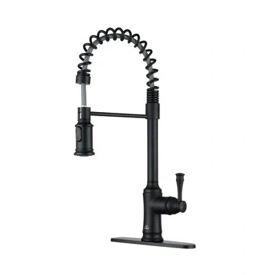 Casainc Single-handle Spring Pull-down Kitchen Faucet Single Hole Faucet 1.8 Gpm In Matte Black