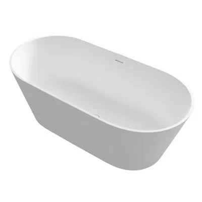 Casainc Tangent 1600mm Solid Surface Stone Freestanding Soaking Bathtub In White