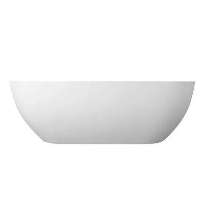 Casainc Tangent 59 Inch Solid Surface Stone Freestanding Soaking Bathtub In White