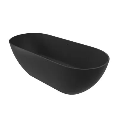Casainc Tangent 69'' X 30" Solid Surface Stone Freestanding Soaking Bathtub In Matte Black
