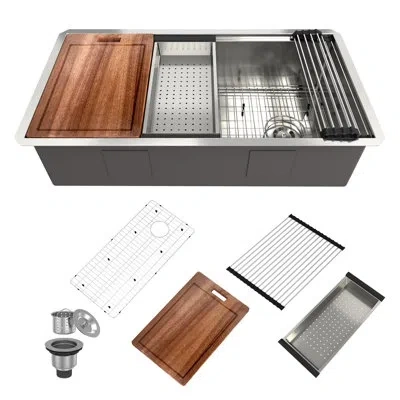 Casainc Undermount Kitchen Sink With Accessories In Stainless Steel