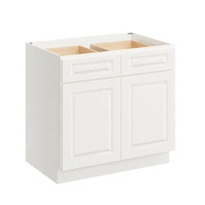 Casainc W36" X H34.5" X D24" Kitchen Cabinet Base Cabinet With 2 Drawers In White