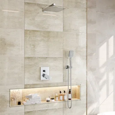 Casainc Wall Mounted Pressure Balanced Complete Shower System With Rough-in Valve In Chrome