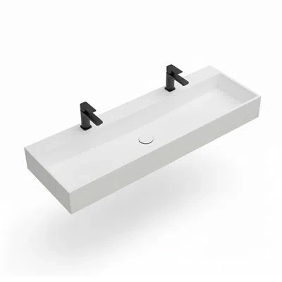 Casainc Wall Mounted Solid Surface Resin Bathroom Sink With Dual Faucet Holes