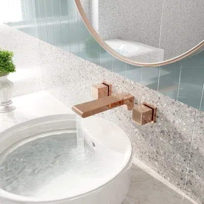 Casainc Wall Mounted Widespread 2-handle Bathroom Faucet In Rose Gold