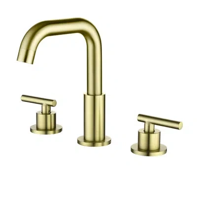 Casainc Widespread 2 Handle Mid-arc Bathroom Faucet In Brushed Gold