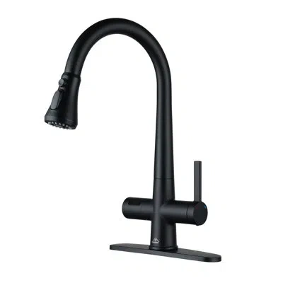 Casainc Willow 1.8 Gpm Pull Down Kitchen Faucet With Deck Plate And Digital Display In Matte Black