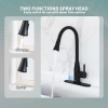 Casainc Willow Pull Down Sprayer Kitchen Faucet With Touchless Sensor With Deck Plate In Matte Black