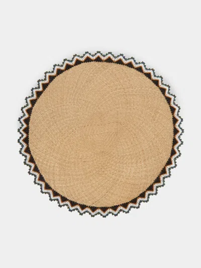 Casalatina Alicia Handwoven Iraca Palm Beaded-edge Placemats (set Of 4) In Brown