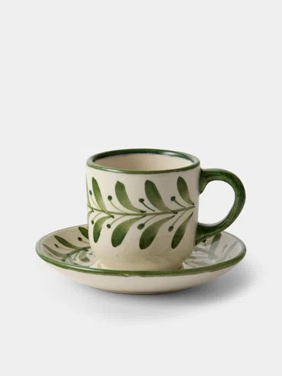 Casalatina Helecho Hand-painted Ceramic Espresso Cups (set Of 4) In Green