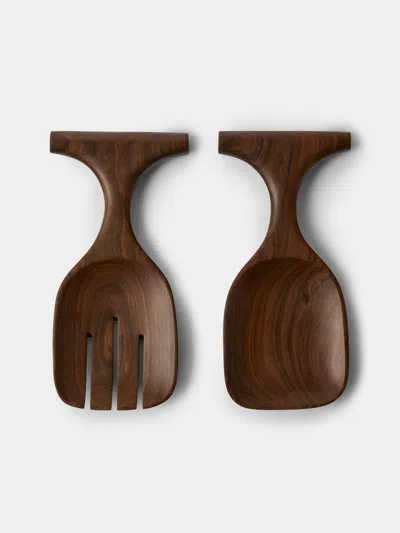 Casalatina Lara Whale Hand-carved Hardwood Salad Servers In Brown