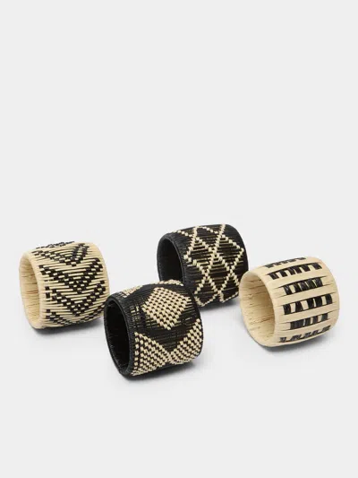 Casalatina Pacifico Handwoven Werregue Palm Napkin Rings (set Of 4) In Multi