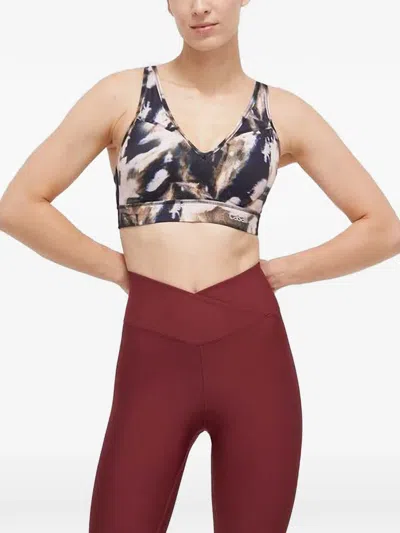 Casall Abstract-print Crossover Sports Bra In Black