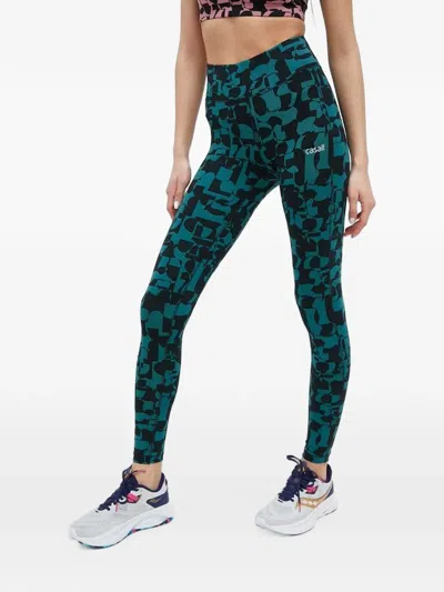 Casall Abstract-print Leggings In Green